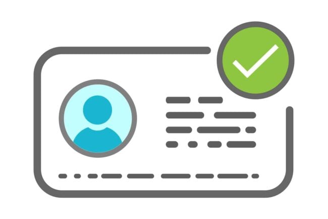 An icon of a id card with a person on it to signify i9 employee verification